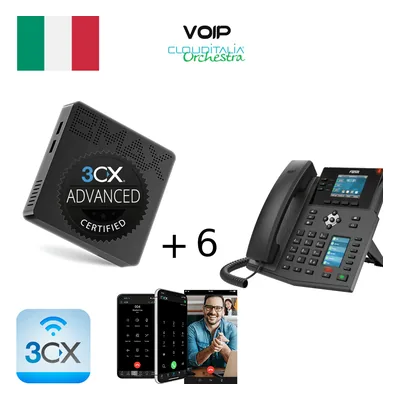 Centralino Voip 3CX + 6 Telefono Fanvil X4U Gigabit